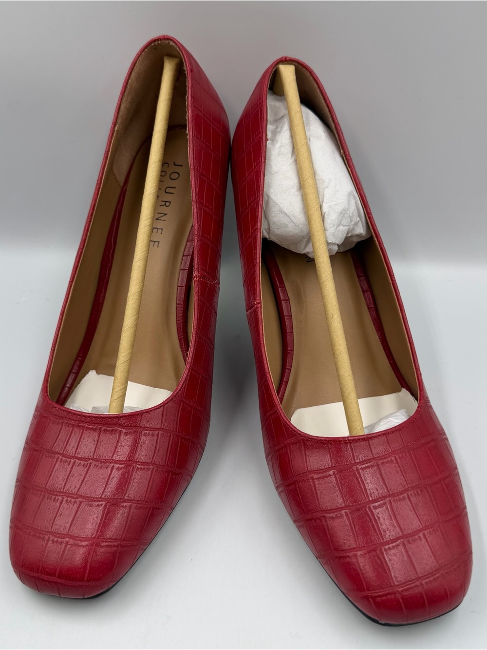 Journee Collection Monalee Red Croc Embossed Pump Heel Womens 11WD